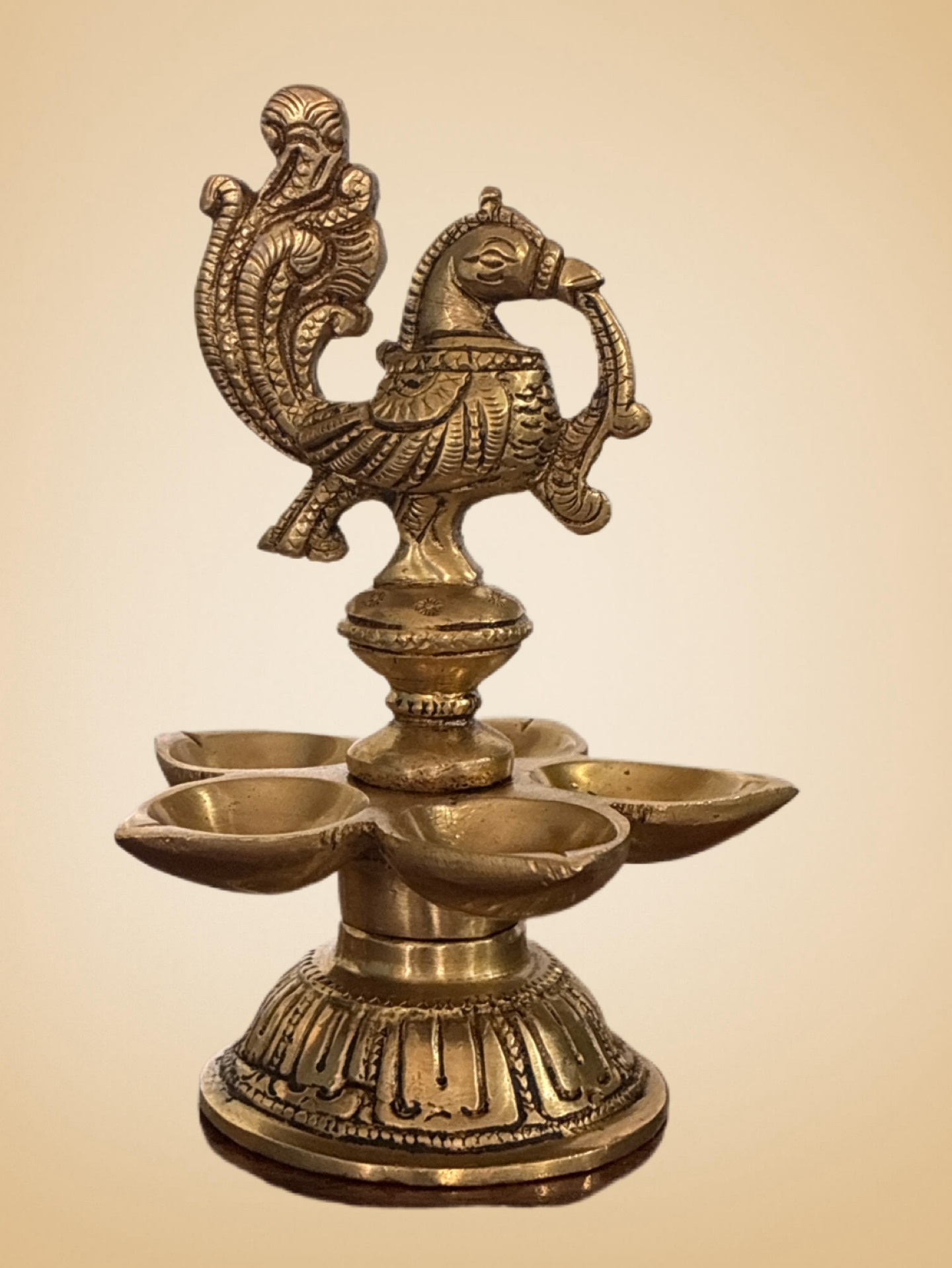 Majestic Peacock Brass Diya